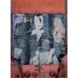 Pol Mara (1920-1998), 'Station stop', watercolour on silk on hardboard, 1996 128 x 94 cm. (50.3 x 37