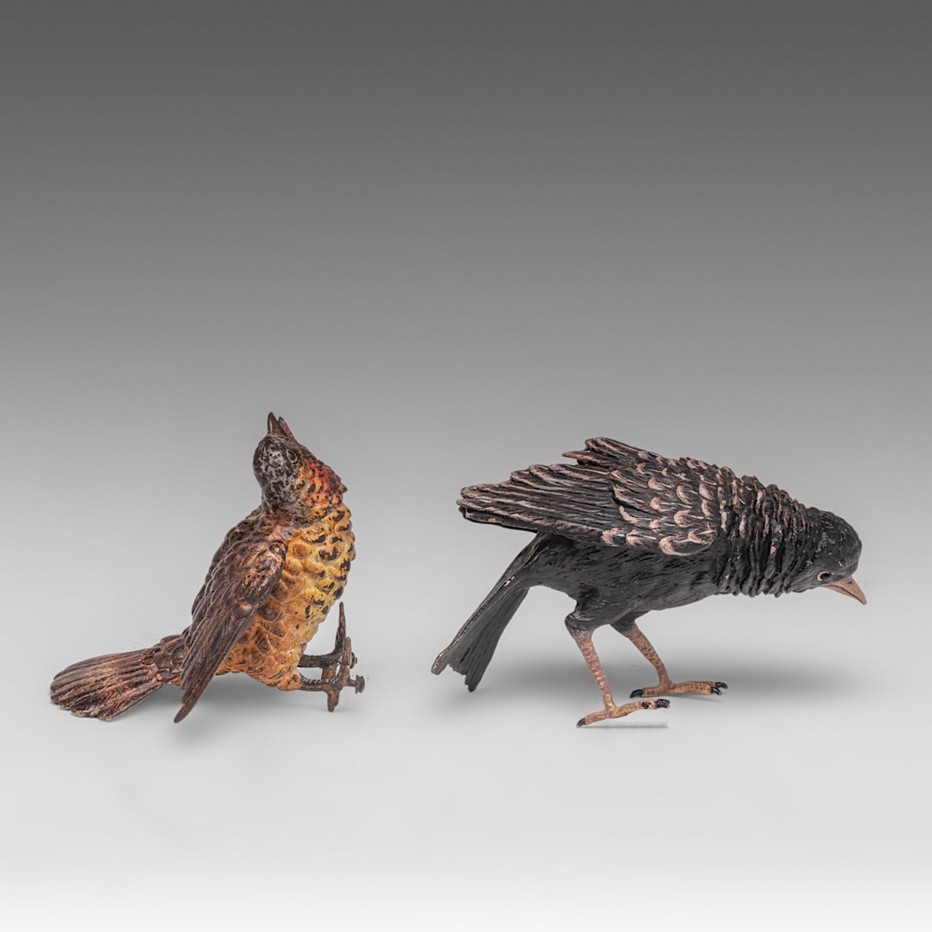 Two Vienna cold-painted bronze bird figures, ca. 1900, H 8 cm - Image 3 of 4