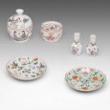 A collection of Chinese famille rose ware, including two dishes with a Jiaqing mark and of the perio