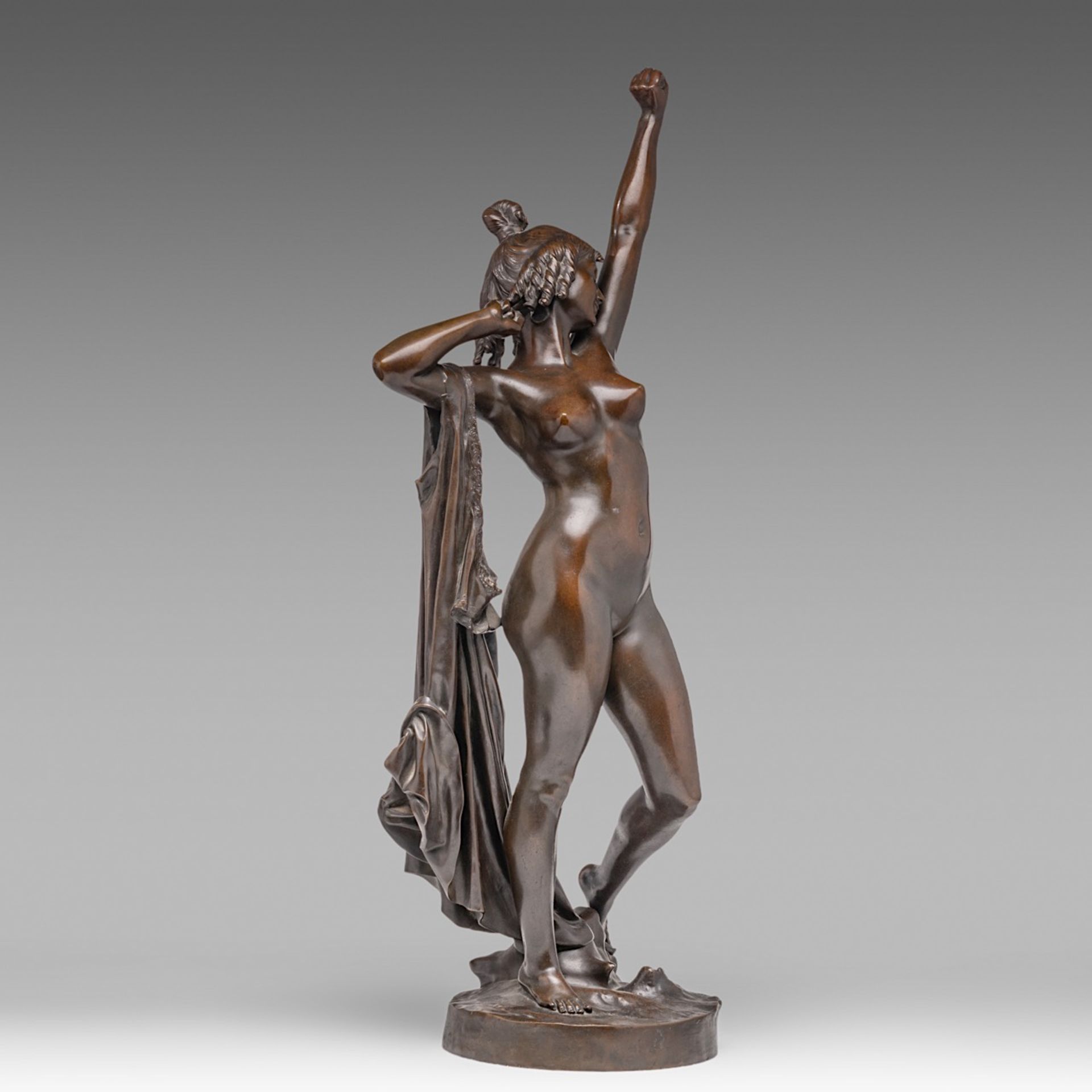 Victorien Antoine Bastet (1853-1905), Awakening, patinated bronze, H 74,5 cm - Image 6 of 7