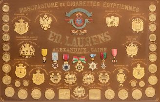 An exceptional 'medal of honour' frame of the Egyptian cigarettes manufacturer 'Le Khedive' of Edoua