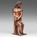 A walnut sculpture of Christ on the cold stone, late 16thC, probably German, H 102 cm