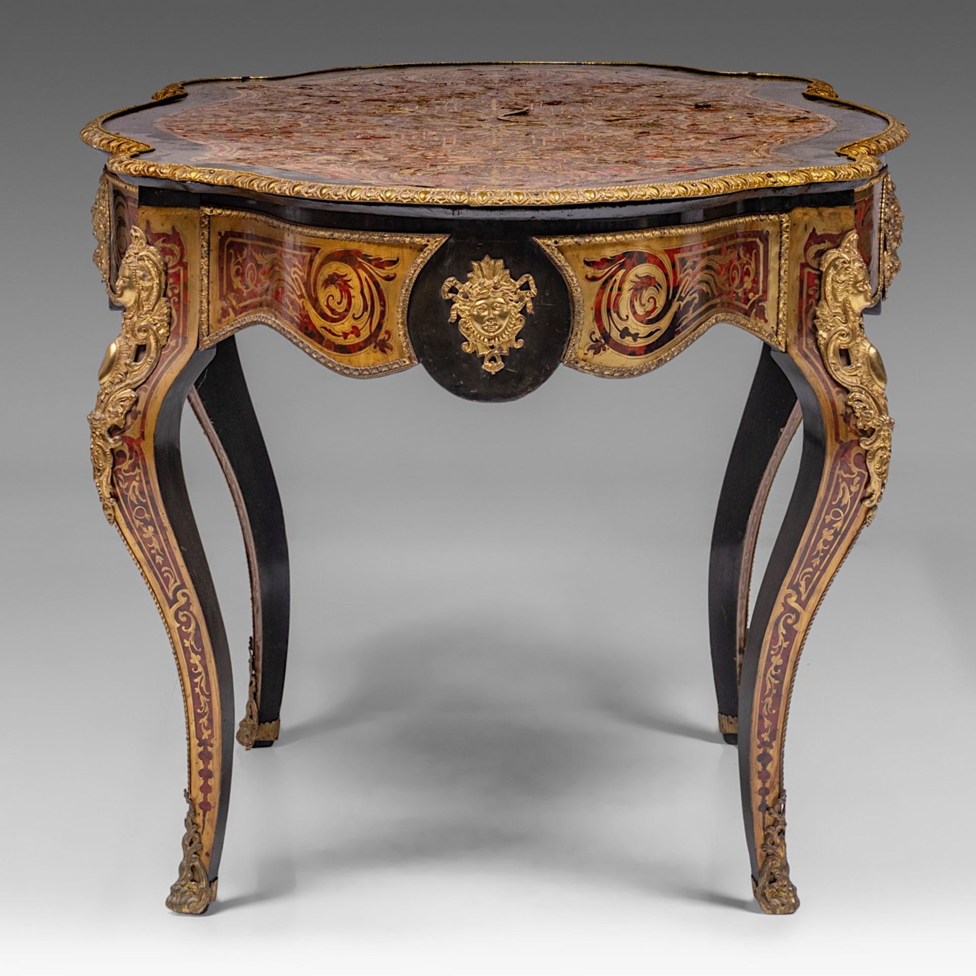 A Napoleon III Boulle work centre table with gilt bronze mounts, late 19thC, H 79 - W 146 - D 90 cm - Image 3 of 12