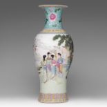 A Chinese famille rose 'Beauties in a garden' vase, 20thC, H 50 cm