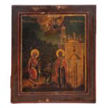 East-European Icon, The appearance of the Mother of God and Saint Nicolas to the sacristan Georgij,