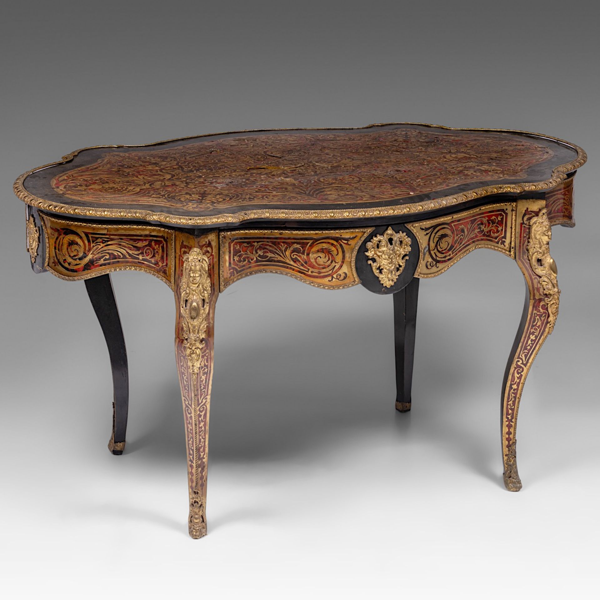 A Napoleon III Boulle work centre table with gilt bronze mounts, late 19thC, H 79 - W 146 - D 90 cm - Image 12 of 12