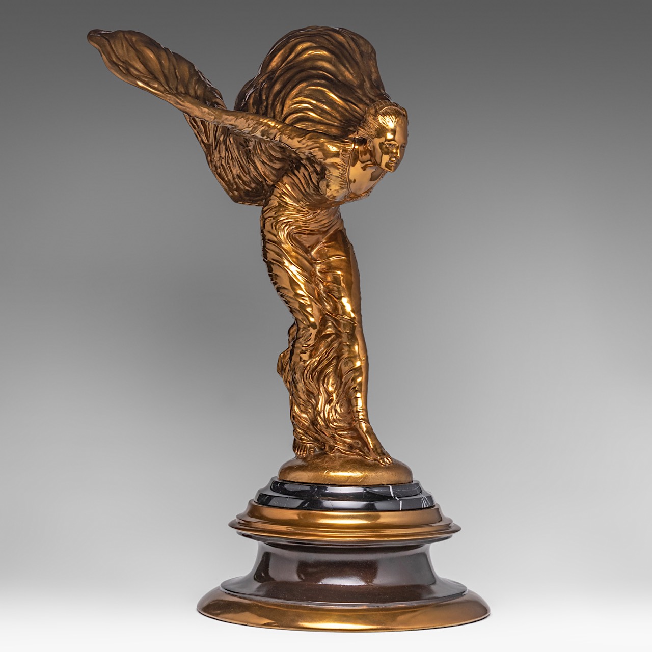 Charles Sykes (1875-1950), gilt bronze sculpture of the 'Spirit of Ecstasy', Rolls-Royce, H 69 cm