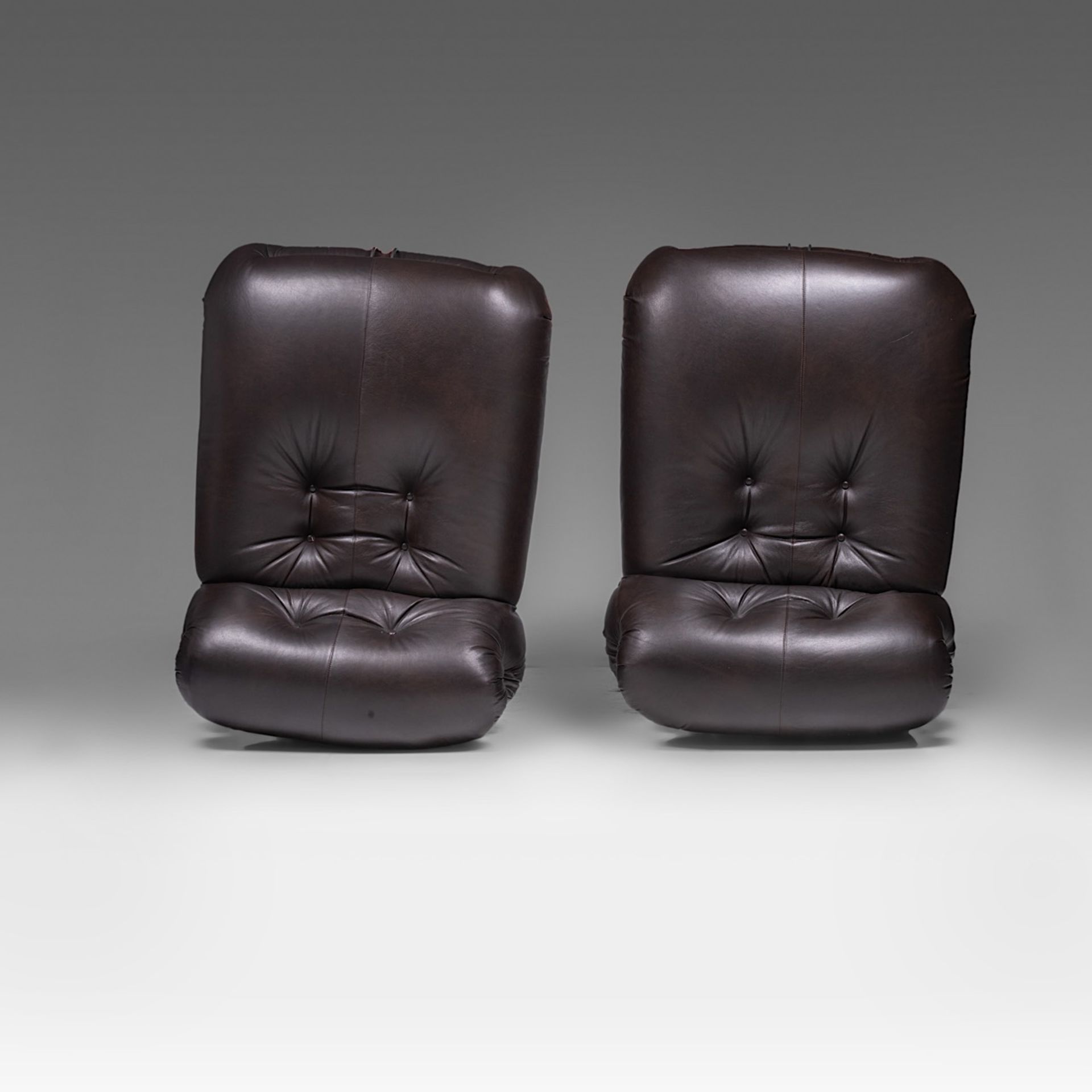 Two Soriana chaise-longues in brown leather and chrome by Afra & Tobia Scarpa for Cassina - Image 6 of 8