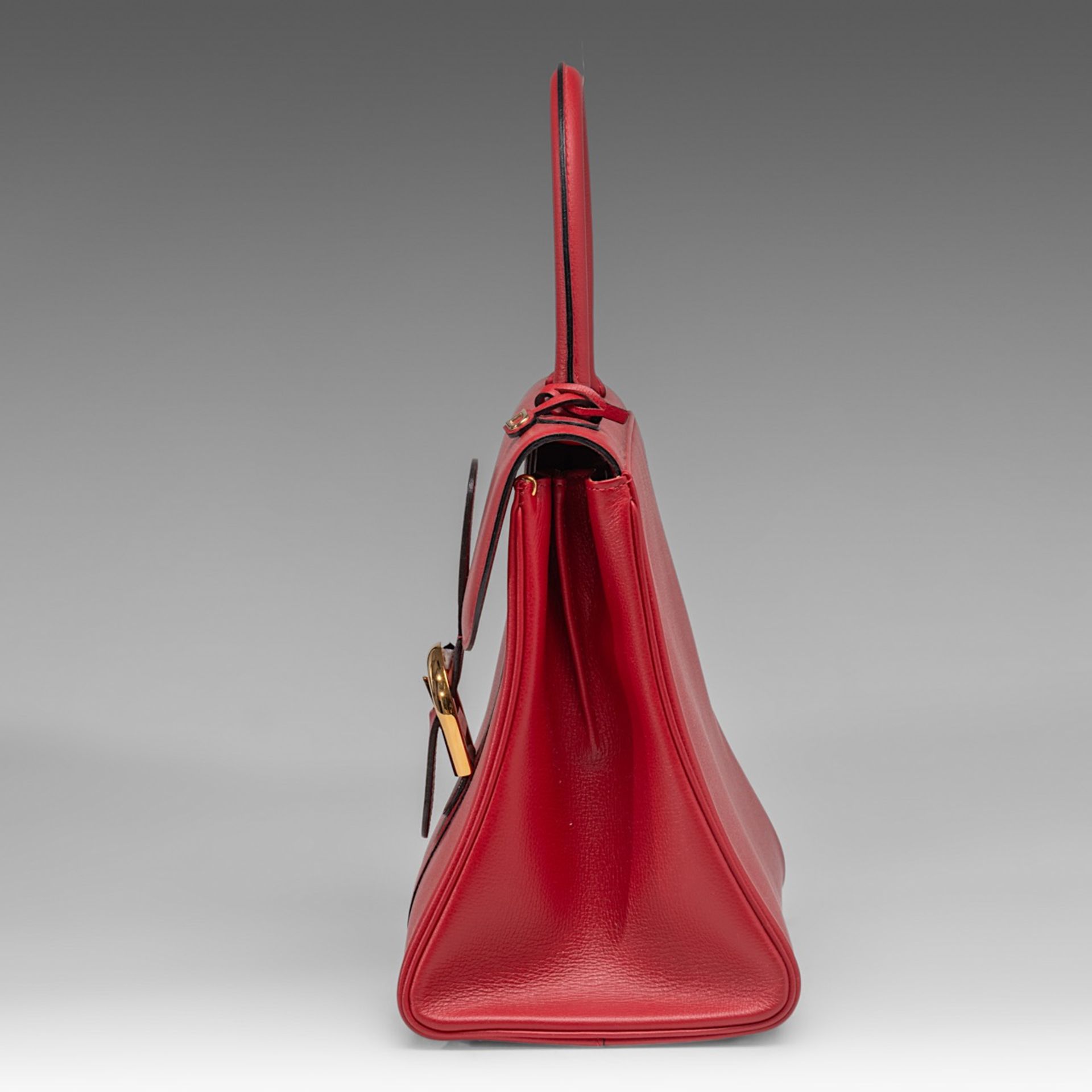 A Delvaux Brillant MM red leather handbag, H 21,5 - W 29 - D 13,5 cm - Bild 5 aus 14