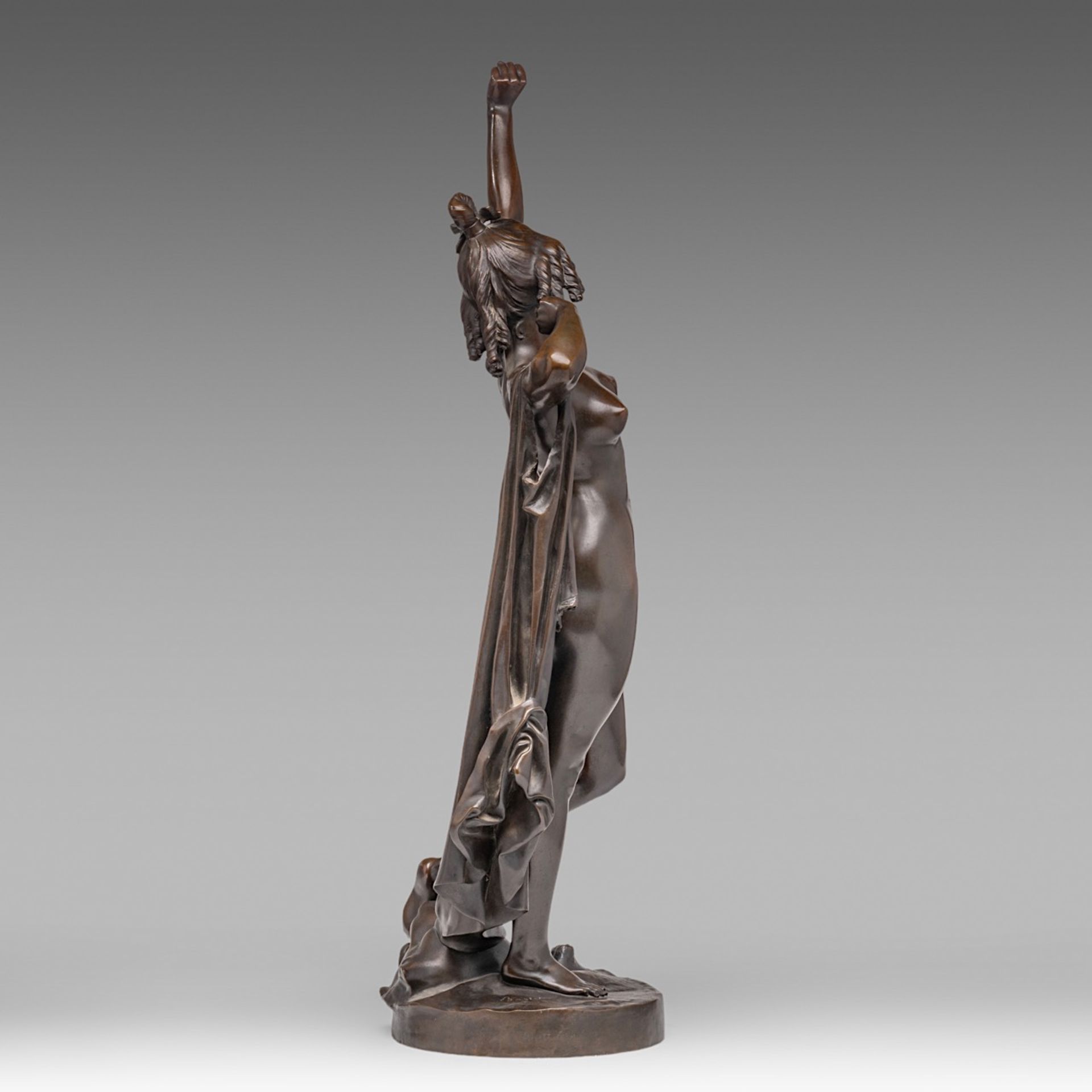 Victorien Antoine Bastet (1853-1905), Awakening, patinated bronze, H 74,5 cm - Image 5 of 7