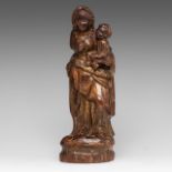 A late 16thC wooden sculpture of the Madonna and Child, H 45,5 cm