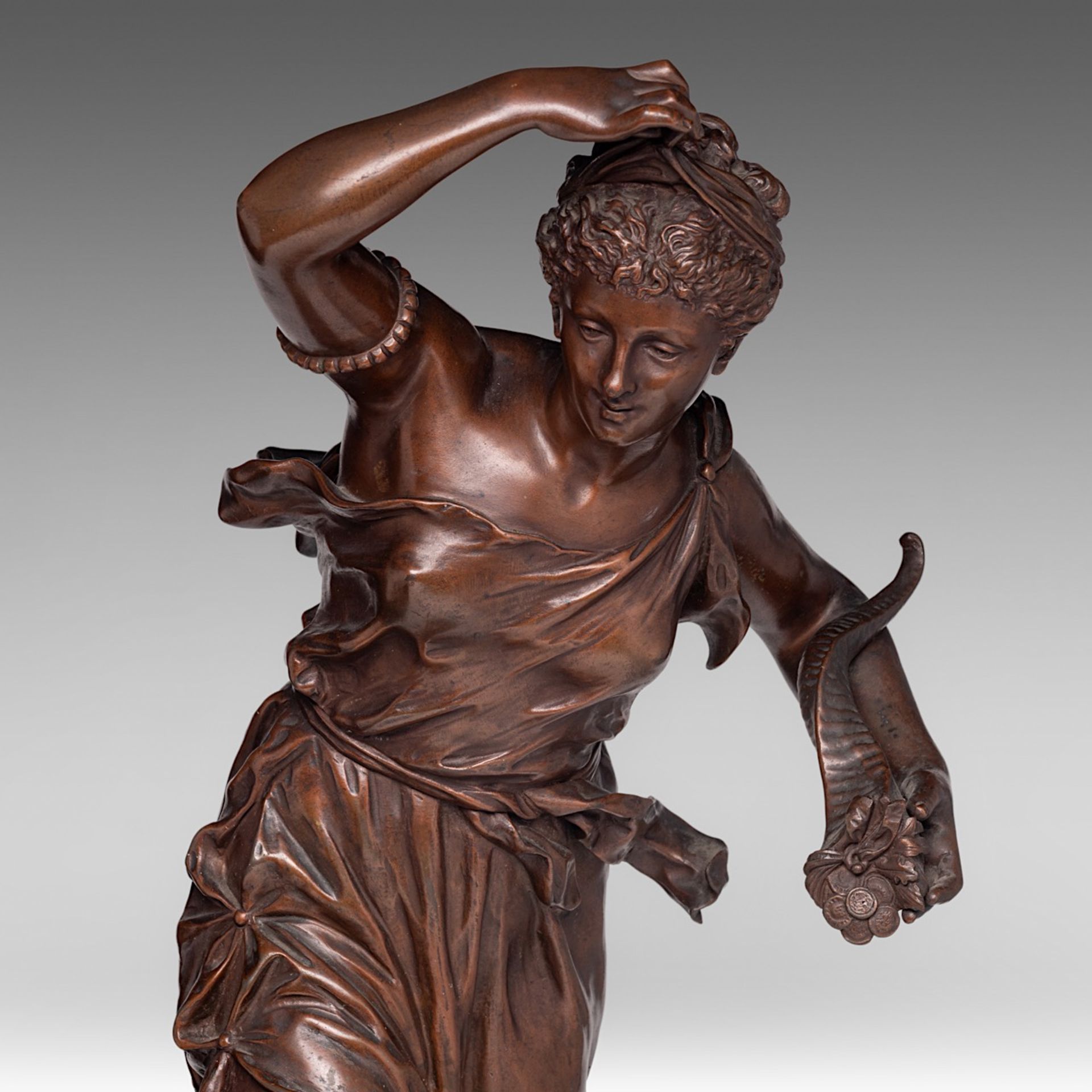 Ernest Rancoulet (1842-1918), 'La Fortune', patinated bronze, H 81 cm - Image 6 of 6