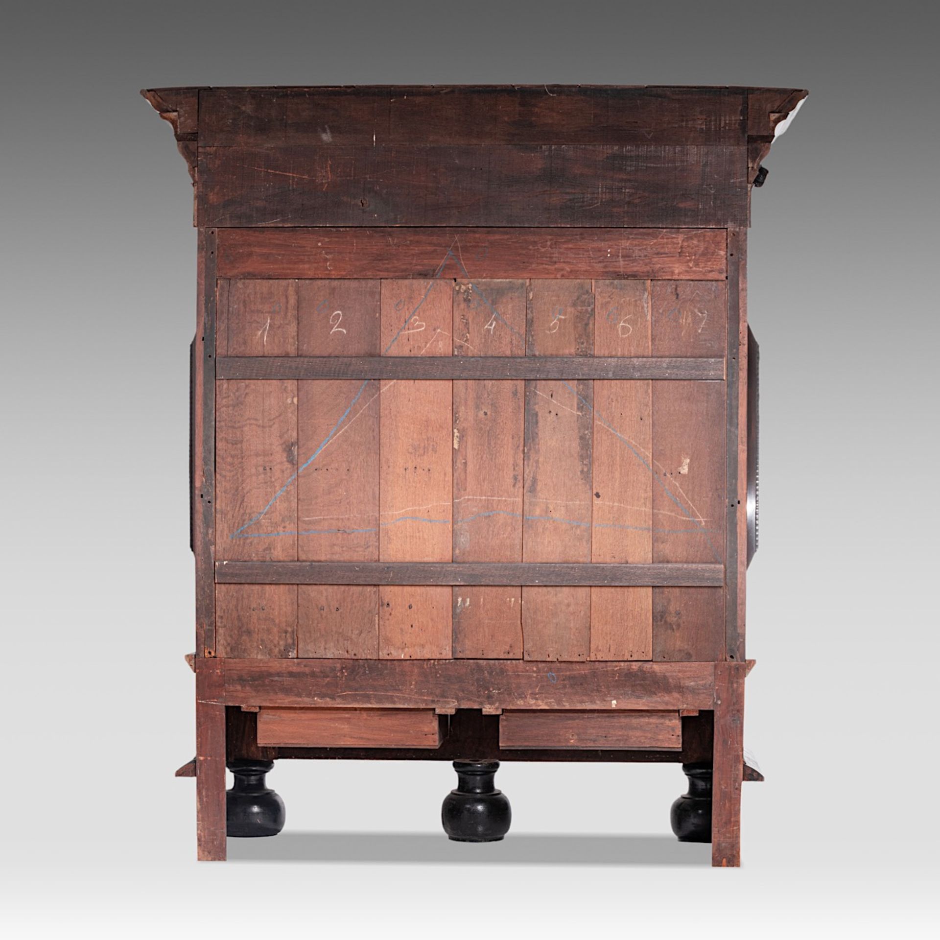 A large Baroque style rosewood and ebony cupboard, H 235 - W 200 - D 85 cm - Image 4 of 6