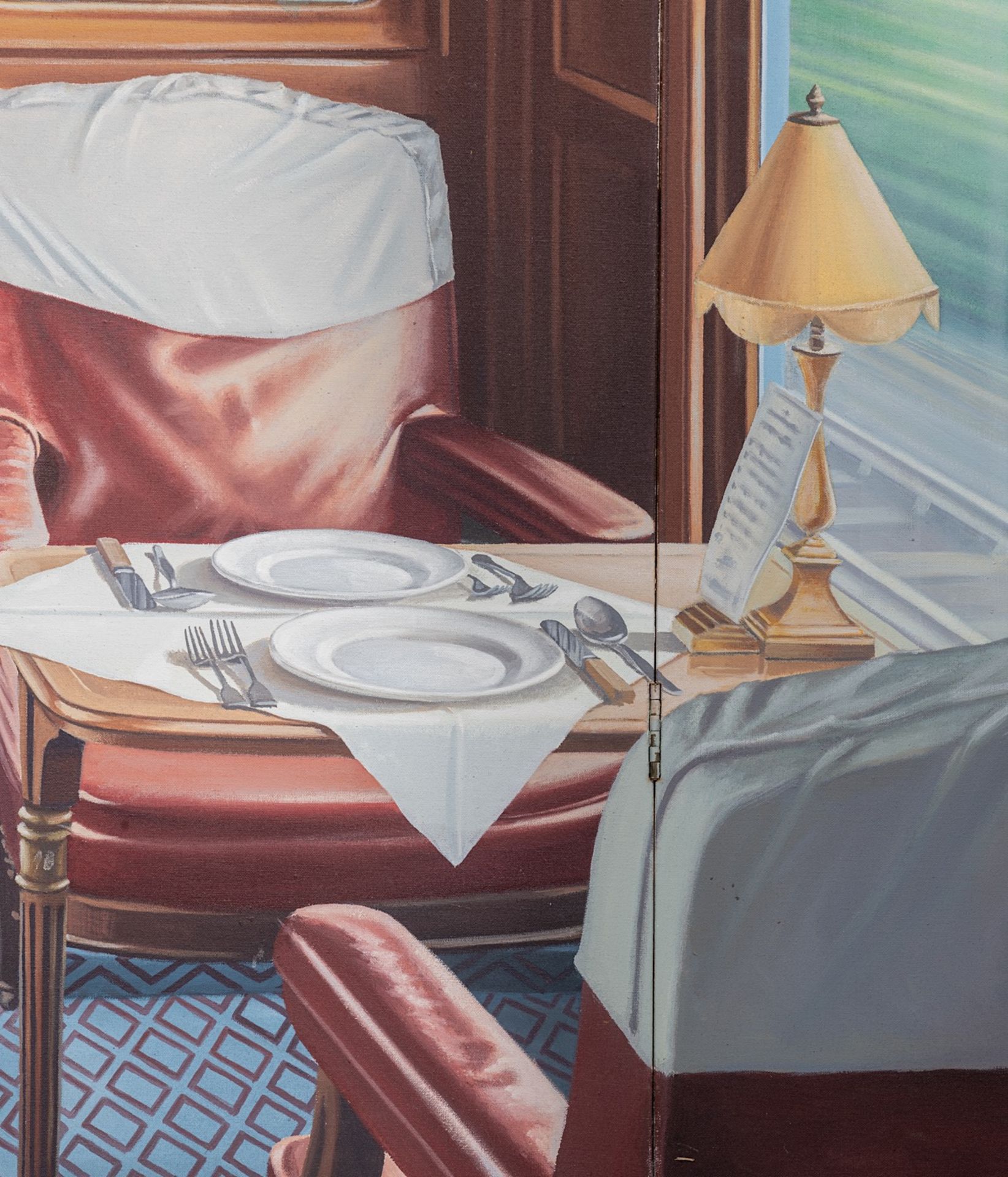 Giles Winter (1947), triptych of the interior of a train compartment, 1980, oil on canvas, 136 x 122 - Image 10 of 10
