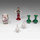 A collection of Chinese monochrome glazed vases, tallest H 29 cm