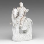A Chinese Dehua blanc-de-chine figure of Guandi on horseback, 20thC, H 39,5 - W 26 cm