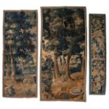 A collection of three fragments of Flemish wall tapestries, 16th/17thC