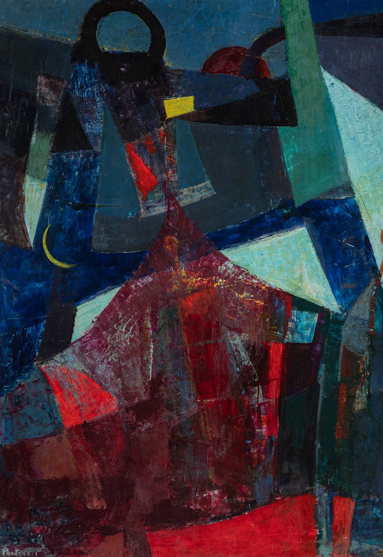 Jeanne Portenart (1911-1992), 'Le Magicien', 1958, oil on board 100 x 70 cm. (39.3 x 27.5 in.)