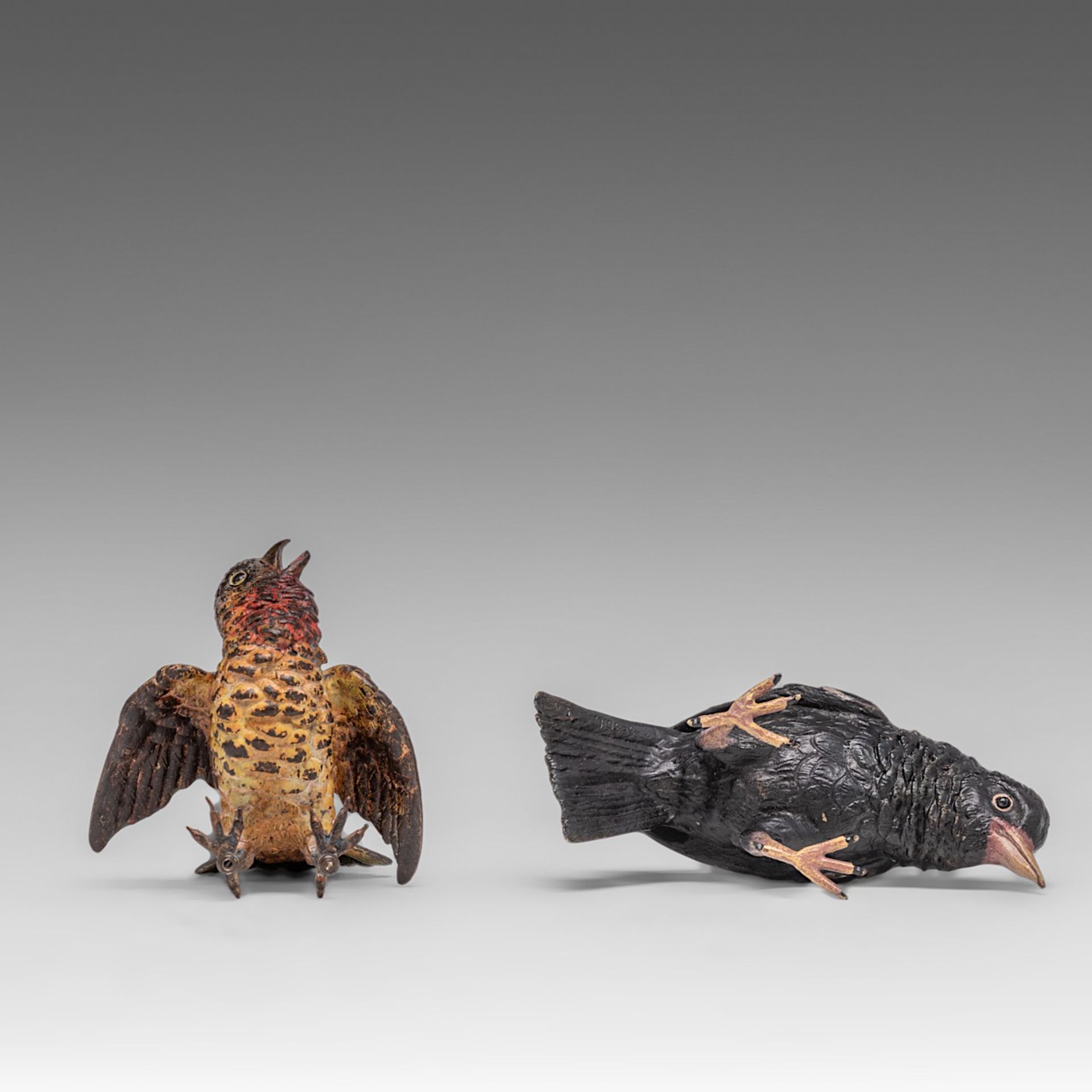 Two Vienna cold-painted bronze bird figures, ca. 1900, H 8 cm - Image 4 of 4