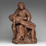 A 17thC oak sculpture of Our Lady of Piety, the Southern Netherlands, H 57 cm