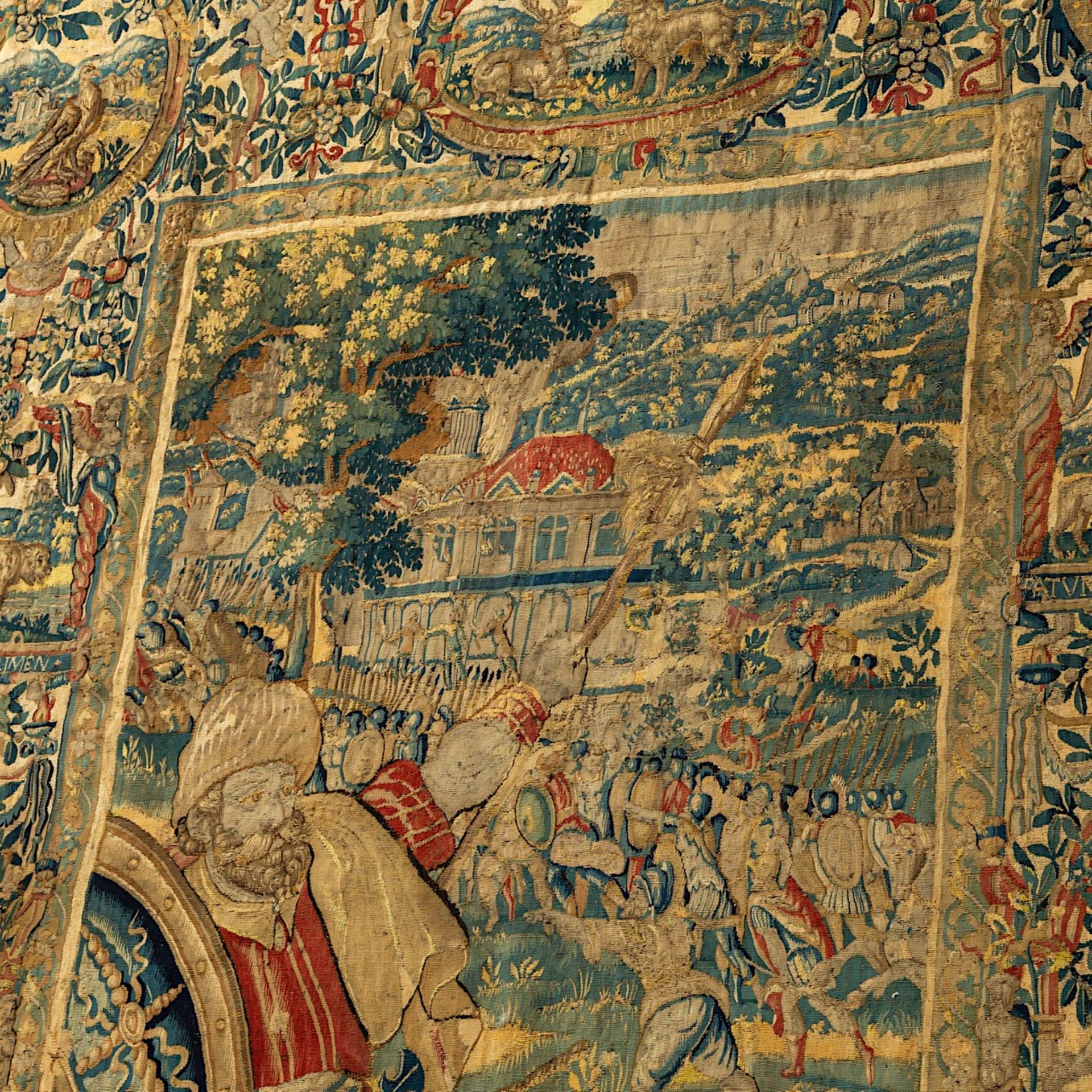 A 16thC Brussels wall tapestry depicting a battle scene, ca 1575-1585, 186 x 306 cm - Image 8 of 11