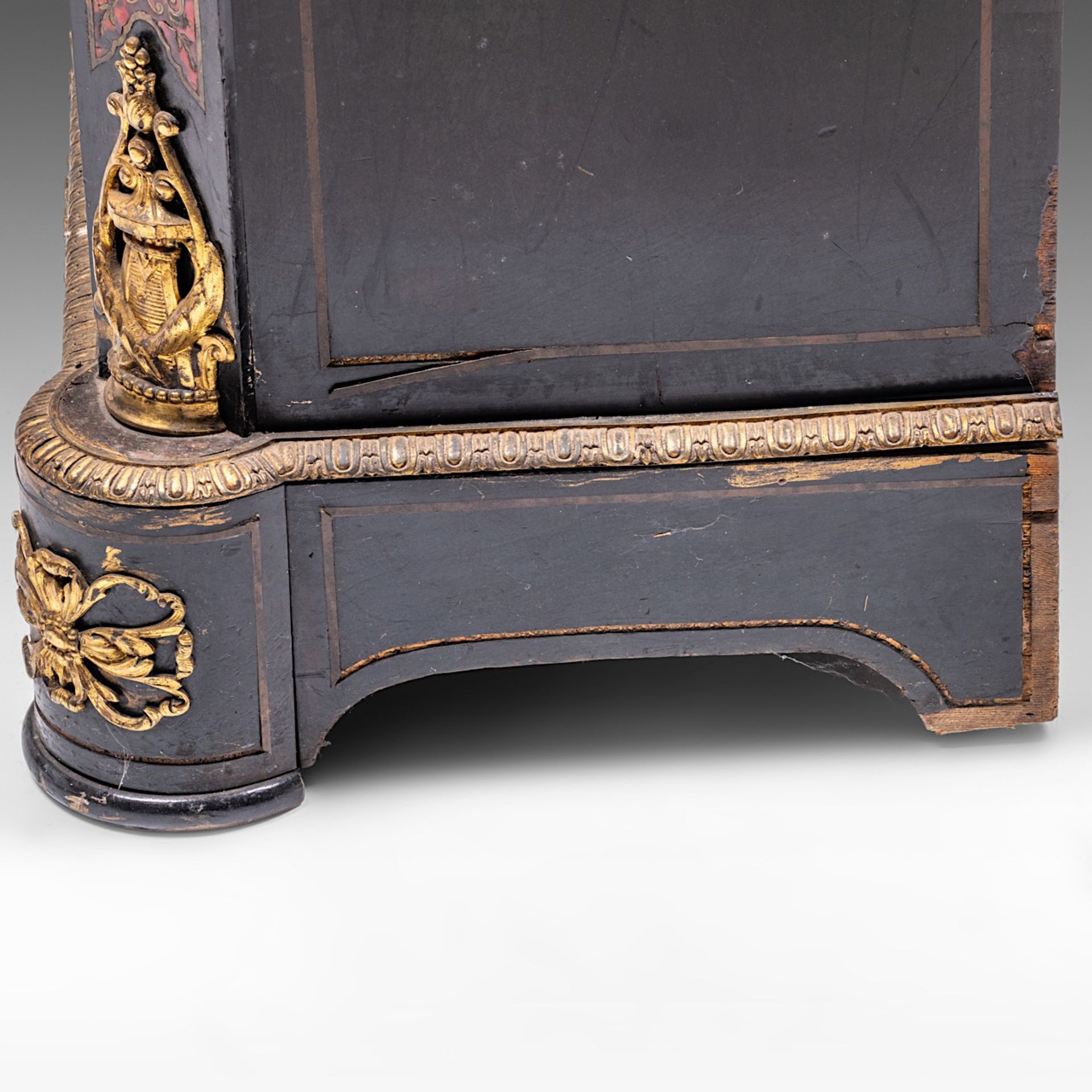 A Napoleon III 'meuble d'appui' with Boulle work, gilt bronze mounts and Carrara marble top, late 19 - Image 13 of 16