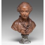 Augustin Pajou (1730-1809), bust of a boy, patinated terracotta on a marble base, H 52 cm