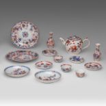 A Chinese Imari floral decorated tea ware, including a fine pair of small bottle vases, 18thC, large