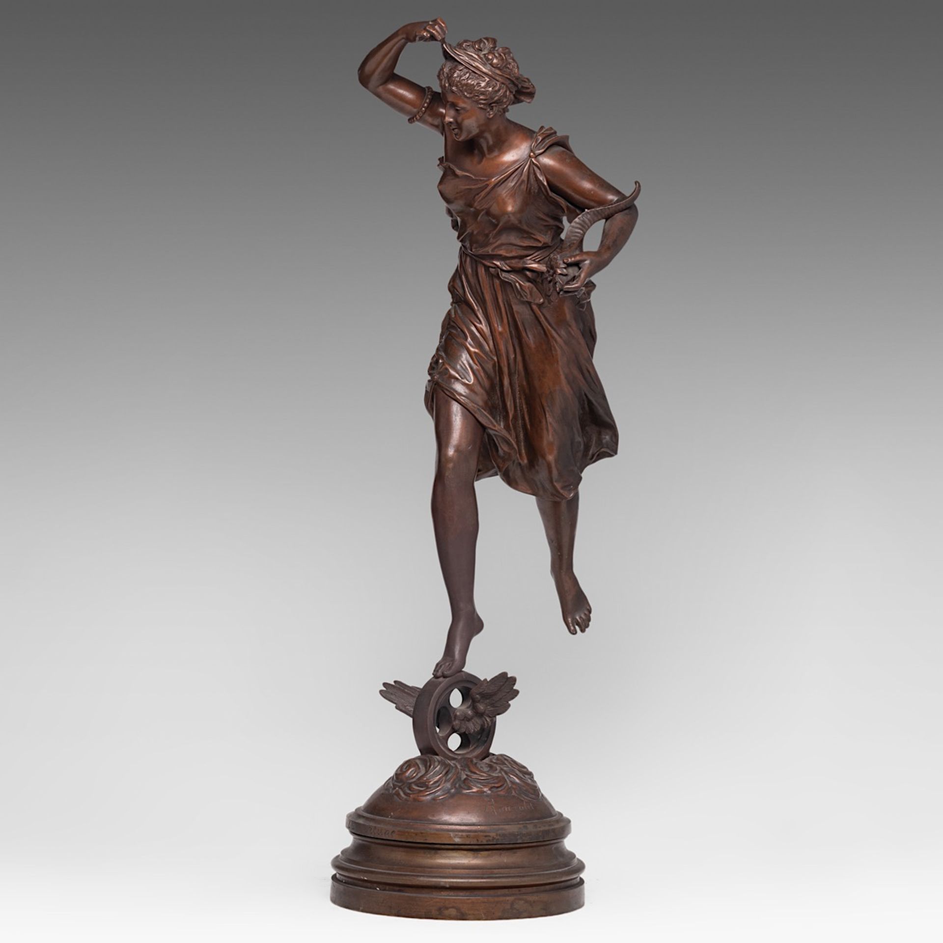 Ernest Rancoulet (1842-1918), 'La Fortune', patinated bronze, H 81 cm - Image 2 of 6