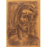 Constant Permeke (1886-1952), study of a head, charcoal drawing on paper 69 x 50 cm. (27.1 x 19.6 in