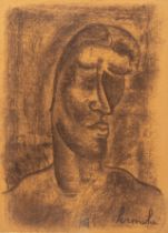 Constant Permeke (1886-1952), study of a head, charcoal drawing on paper 69 x 50 cm. (27.1 x 19.6 in