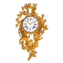 A Louis XV gilt bronze cartel clock, decorated with grape vines, the dial and the work signed 'Etien