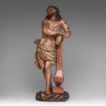 A polychrome oak sculpture of the scourged Christ, 17thC, H 53 cm