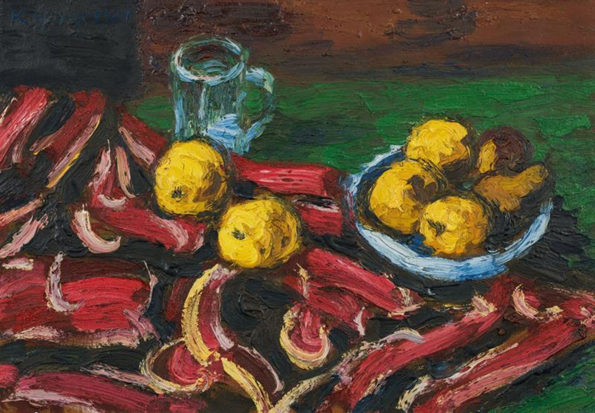 Karl Stark: Still life with water jug and apples