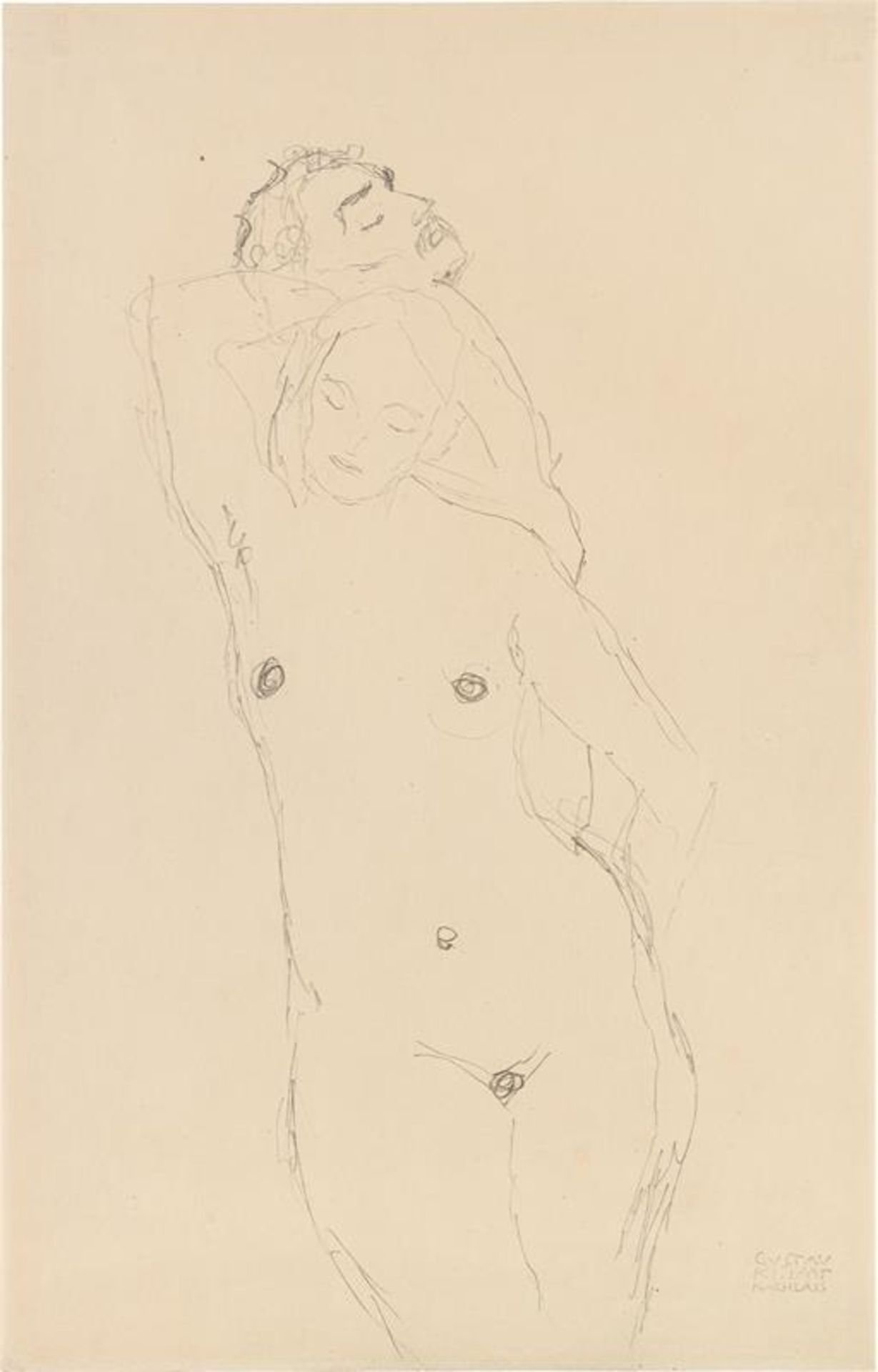 Gustav Klimt: Standing Lovers (study for "Adam and Eva")