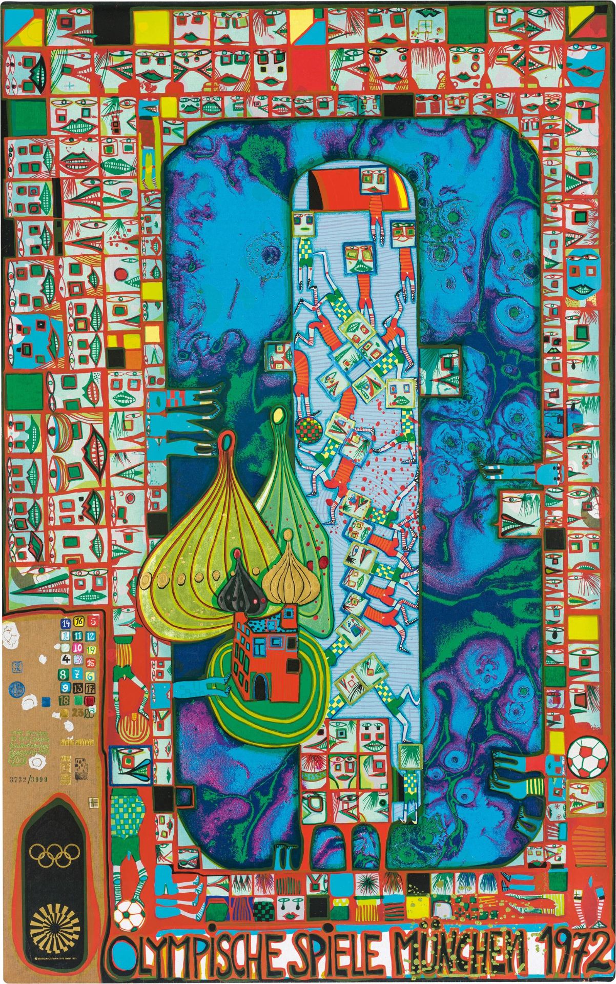 Affiche Vintage Jeux Olympiques De Munich 1972 Par Hundertwasser, 101x64cm, Couleurs Multicolores