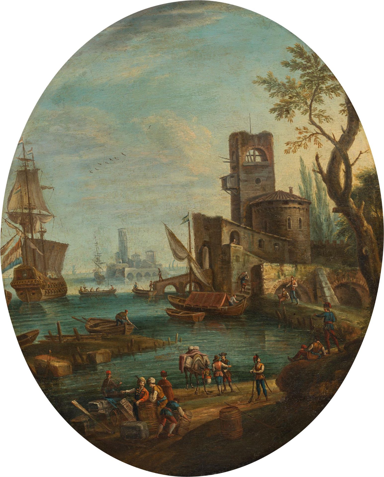 Künstler des 18. Jahrhunderts: Südlicher Hafen mit Kaufleuten
