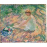 Henri Lebasque: Jeune femme assise dans l'herbe