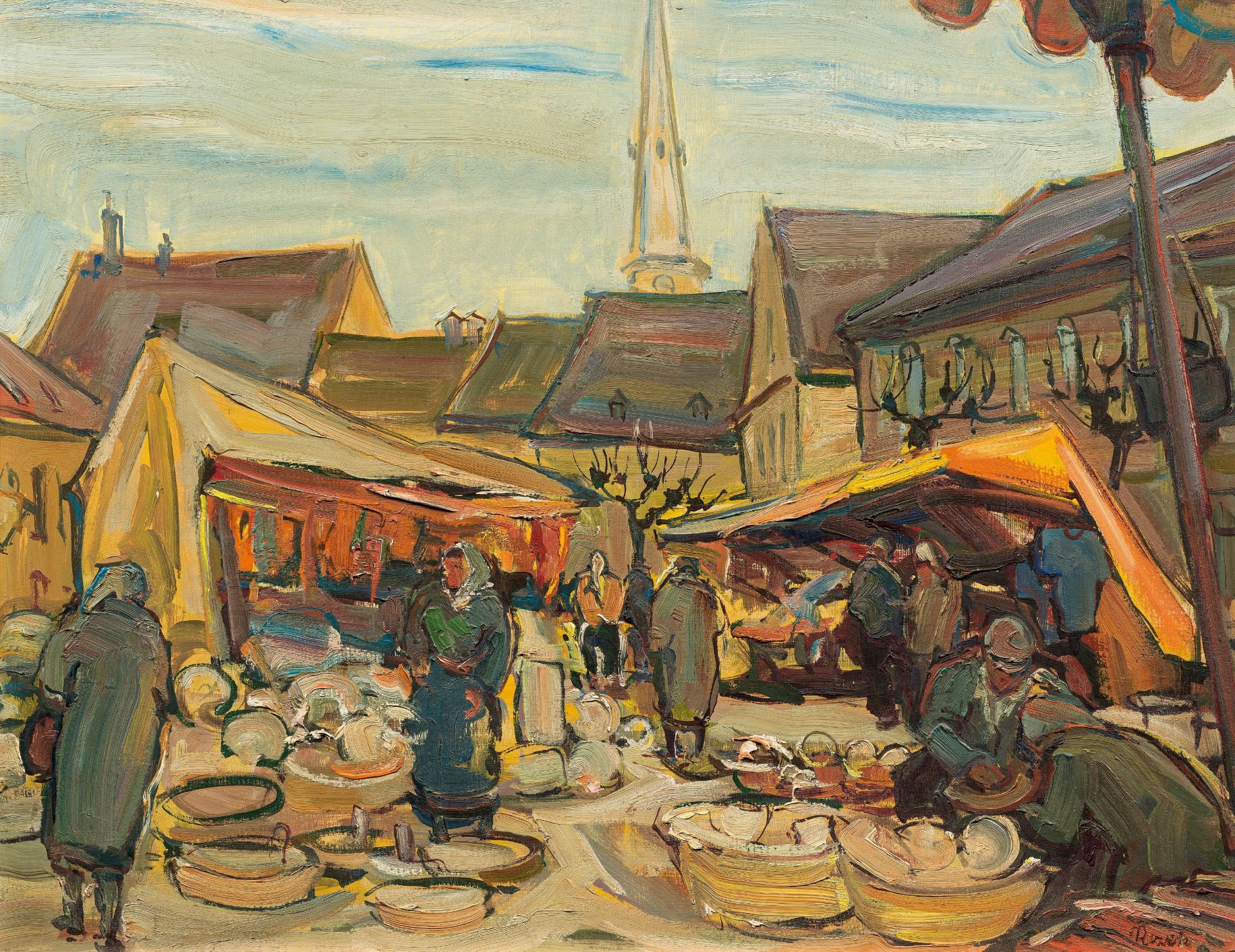 Emil Rizek: Marktszene in Korneuburg