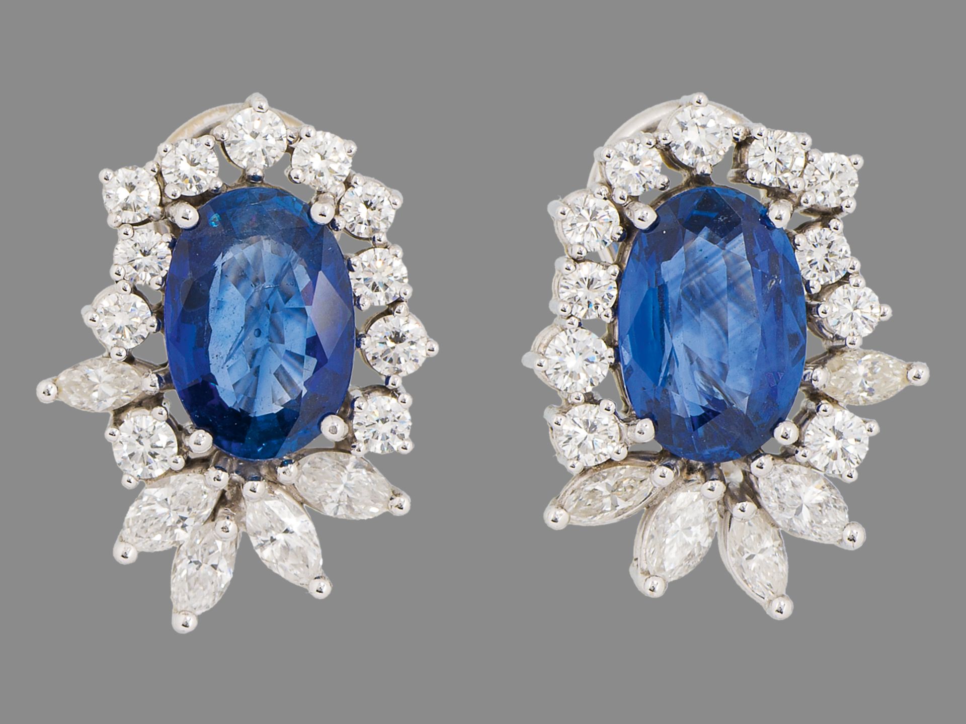 Sapphire earrings with diamonds