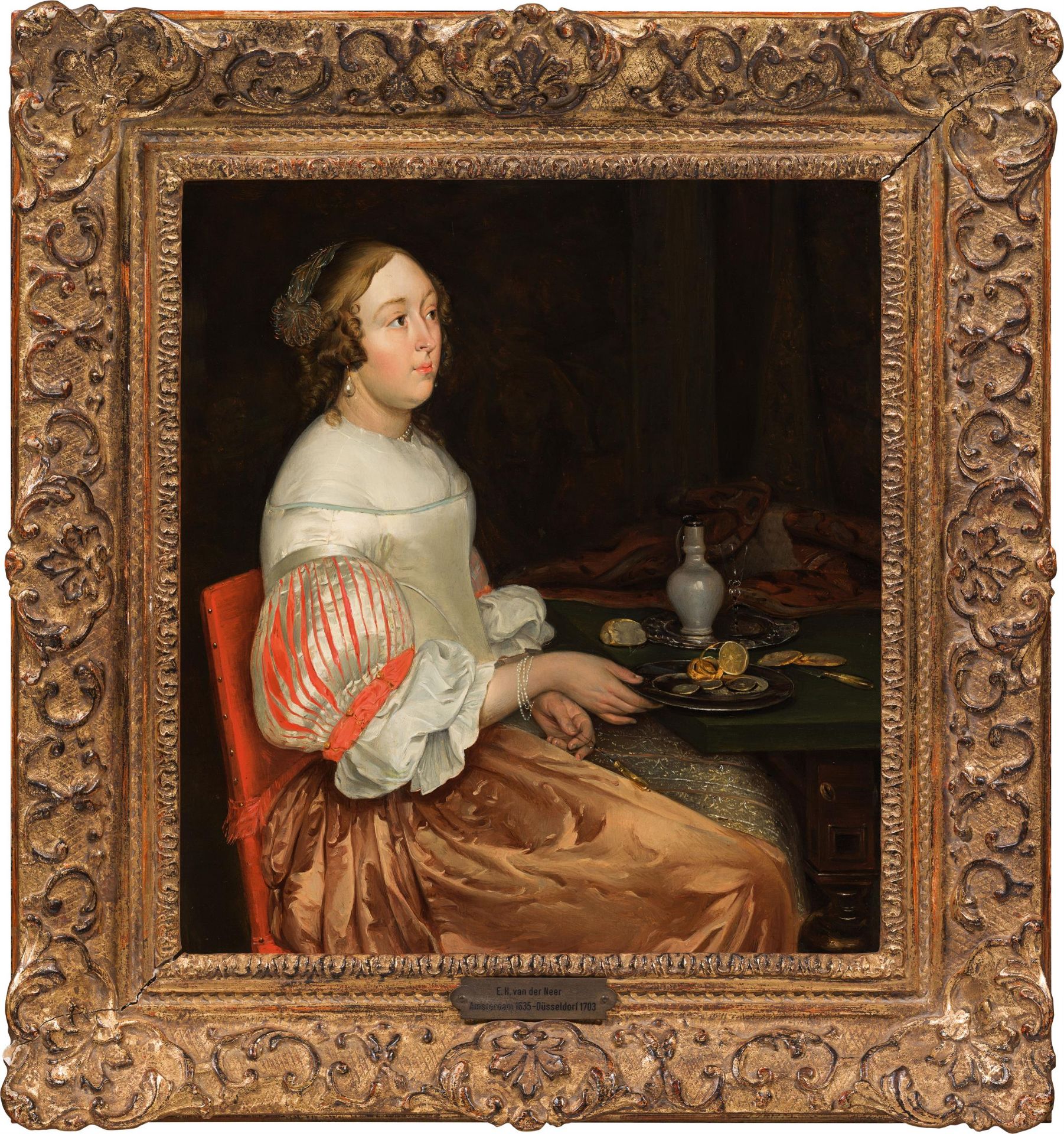 Circle of Eglon Hendrik van der Neer : Young lady at breakfast - Image 2 of 2