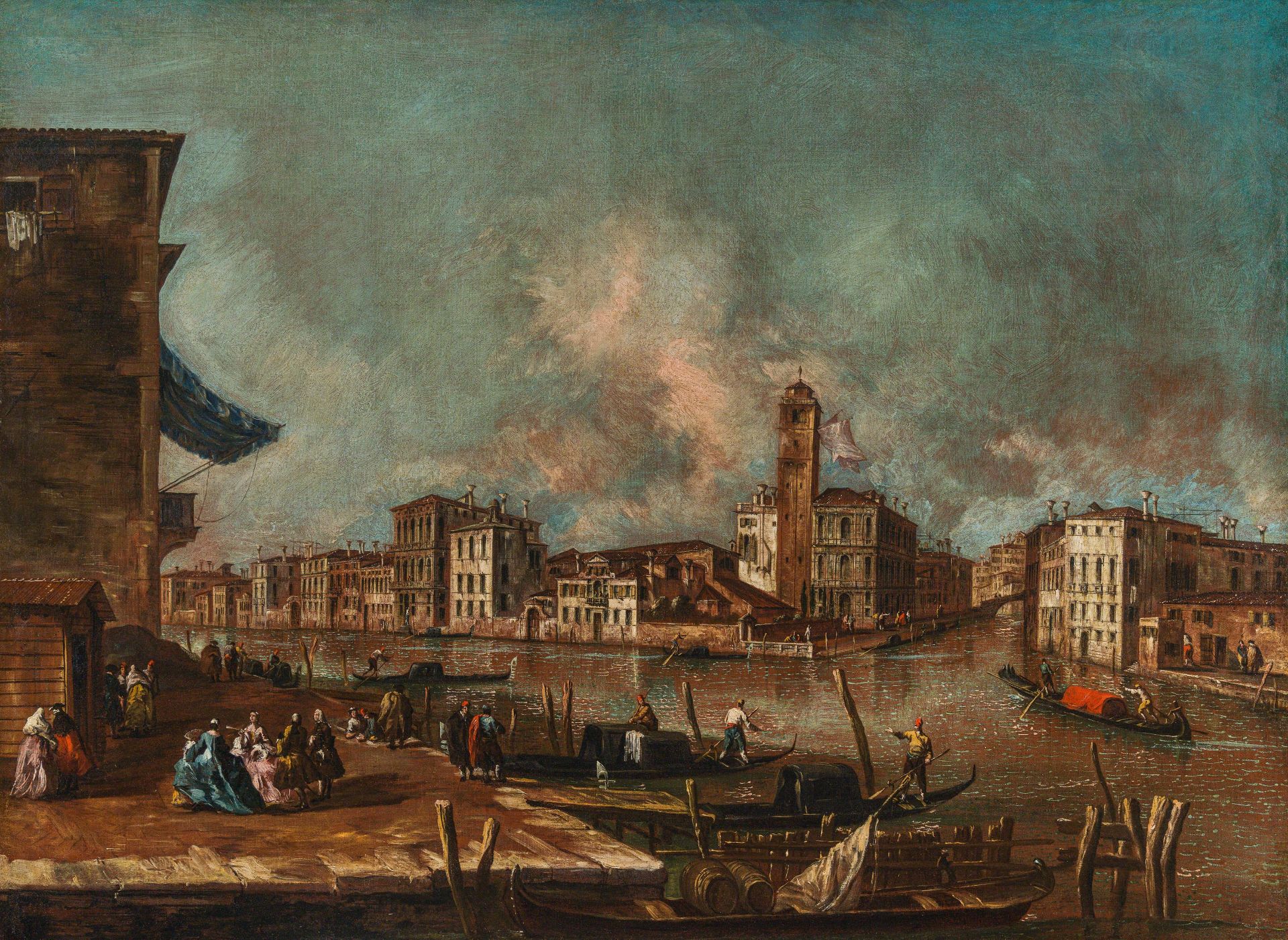 Francesco Guardi zugeschrieben: Venedig - Blick über den Canal Grande mit San Geremia, Palazzo Labia