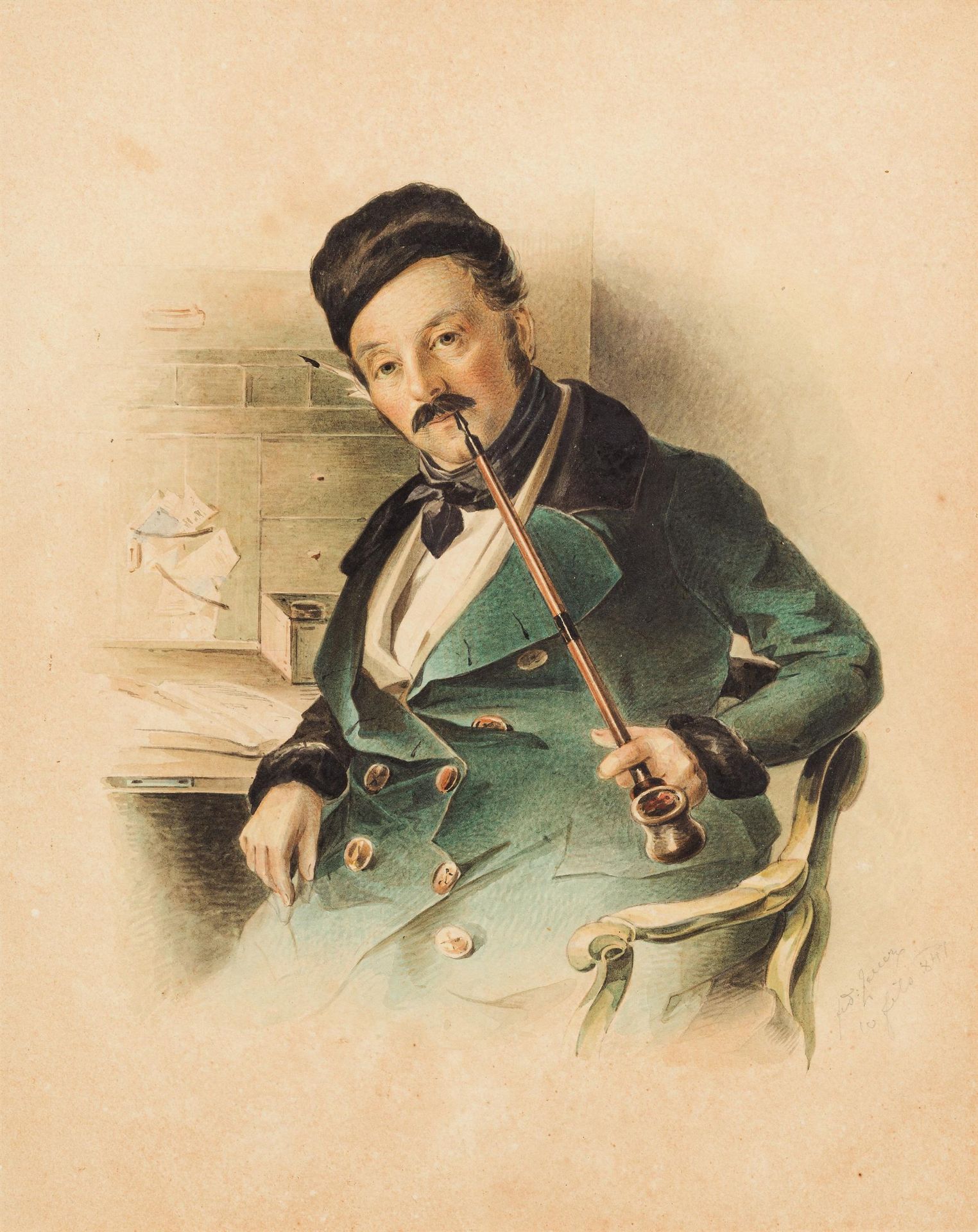 Friedrich Heinrich Zeller: Portrait of a Gentleman Smoking a Pipe