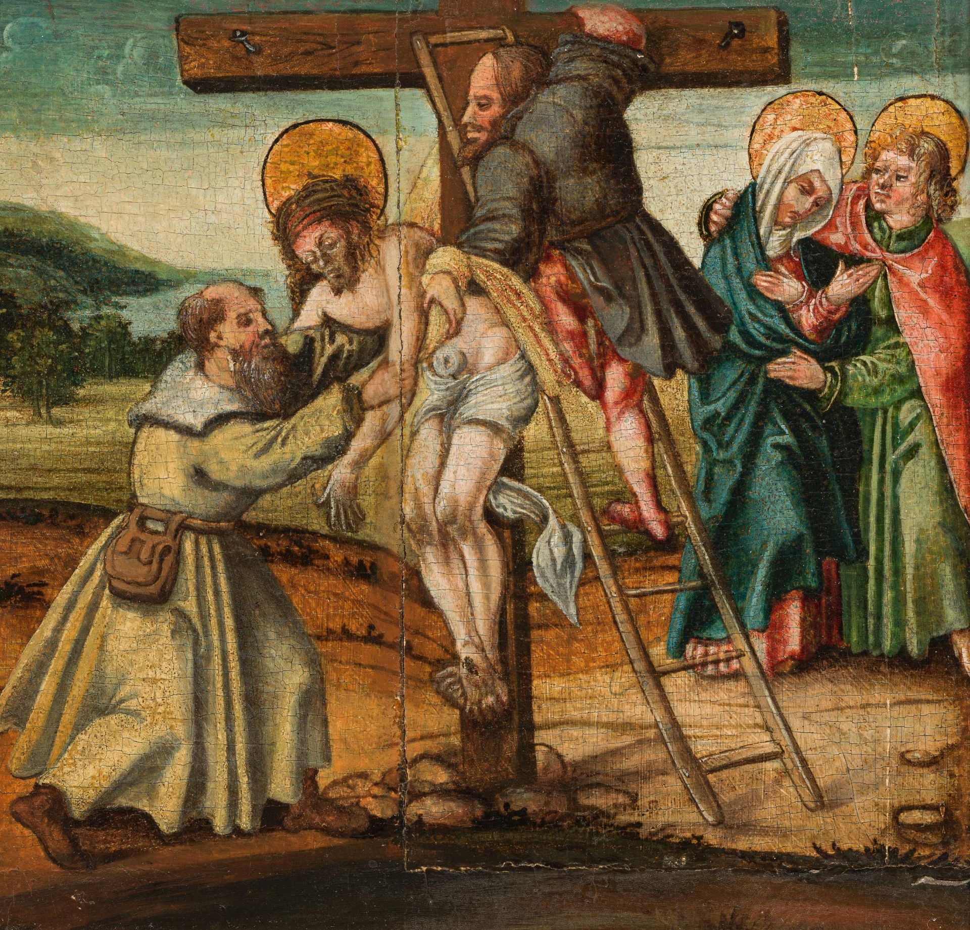 Deutsche Schule: Christus am Kreuz / Kreuzabnahme Christi (Paar) - Bild 4 aus 5