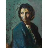 Josef Dobrowsky: Dame mit blauem Mantel