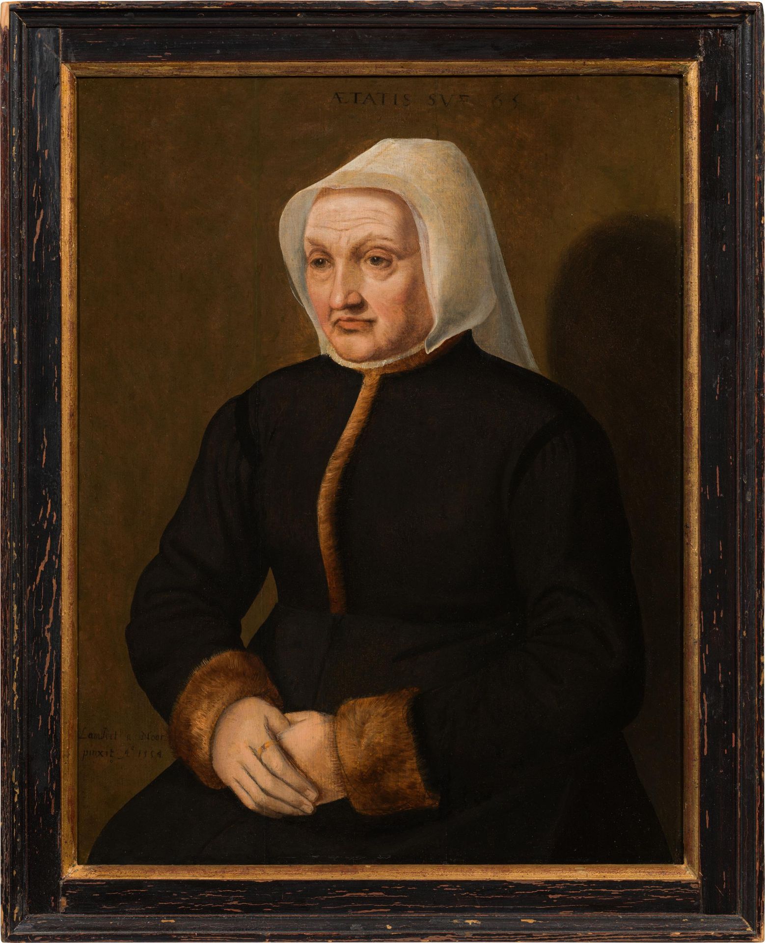 Lambert van Noort: Portrait of a lady with fur-trimmed robe - Image 2 of 2