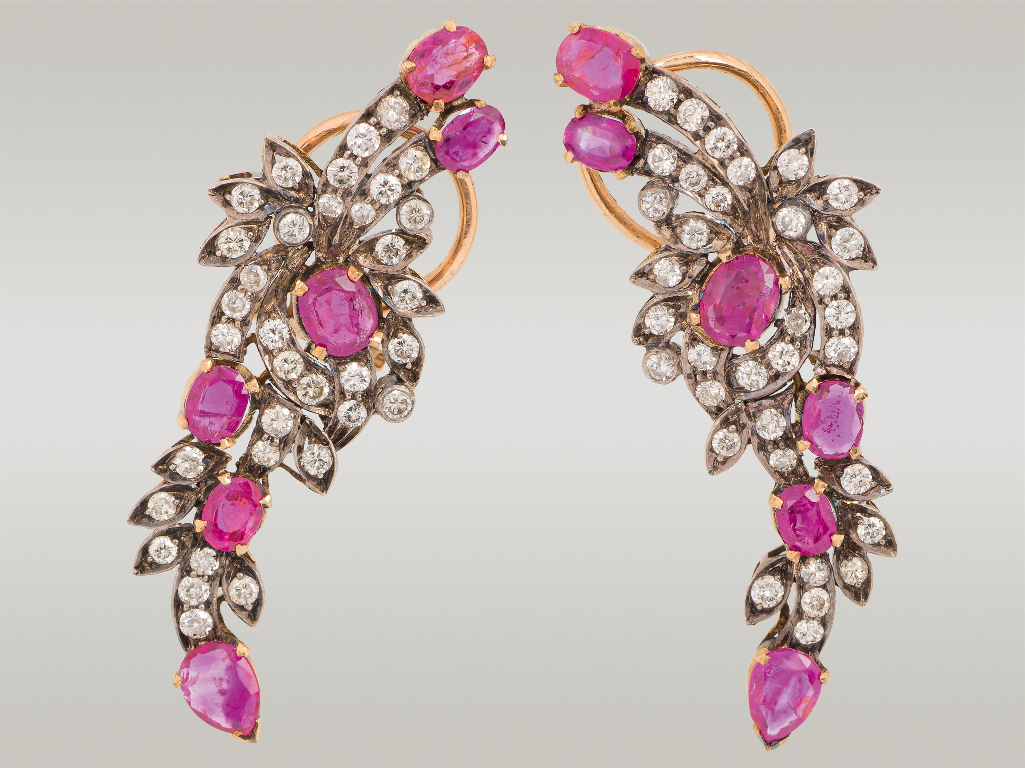 Pink sapphire earrings with diamonds