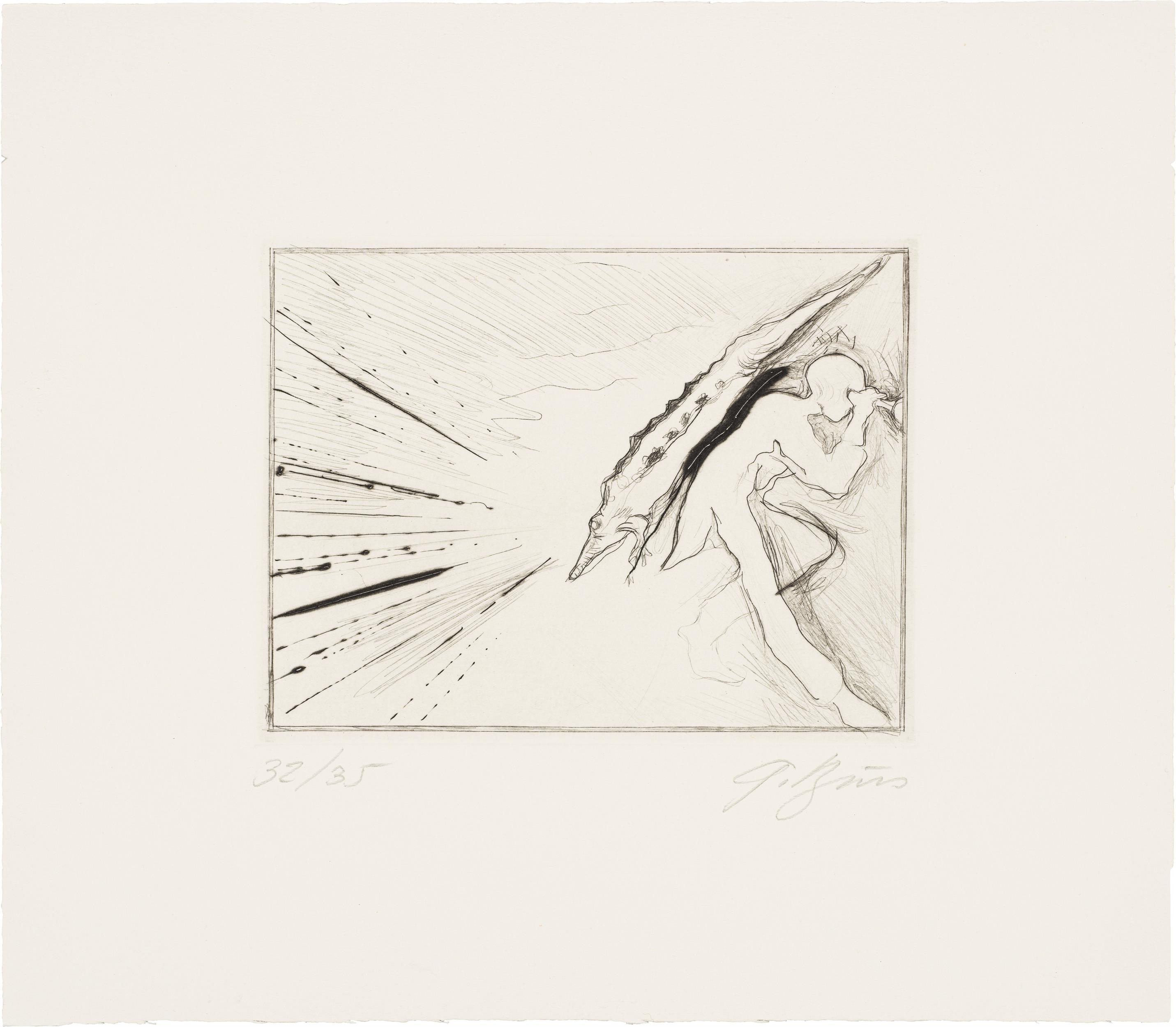 Günter Brus: Folder: 7 etchings for Gerhard Roth "Landläufiger Tod" - Image 8 of 10