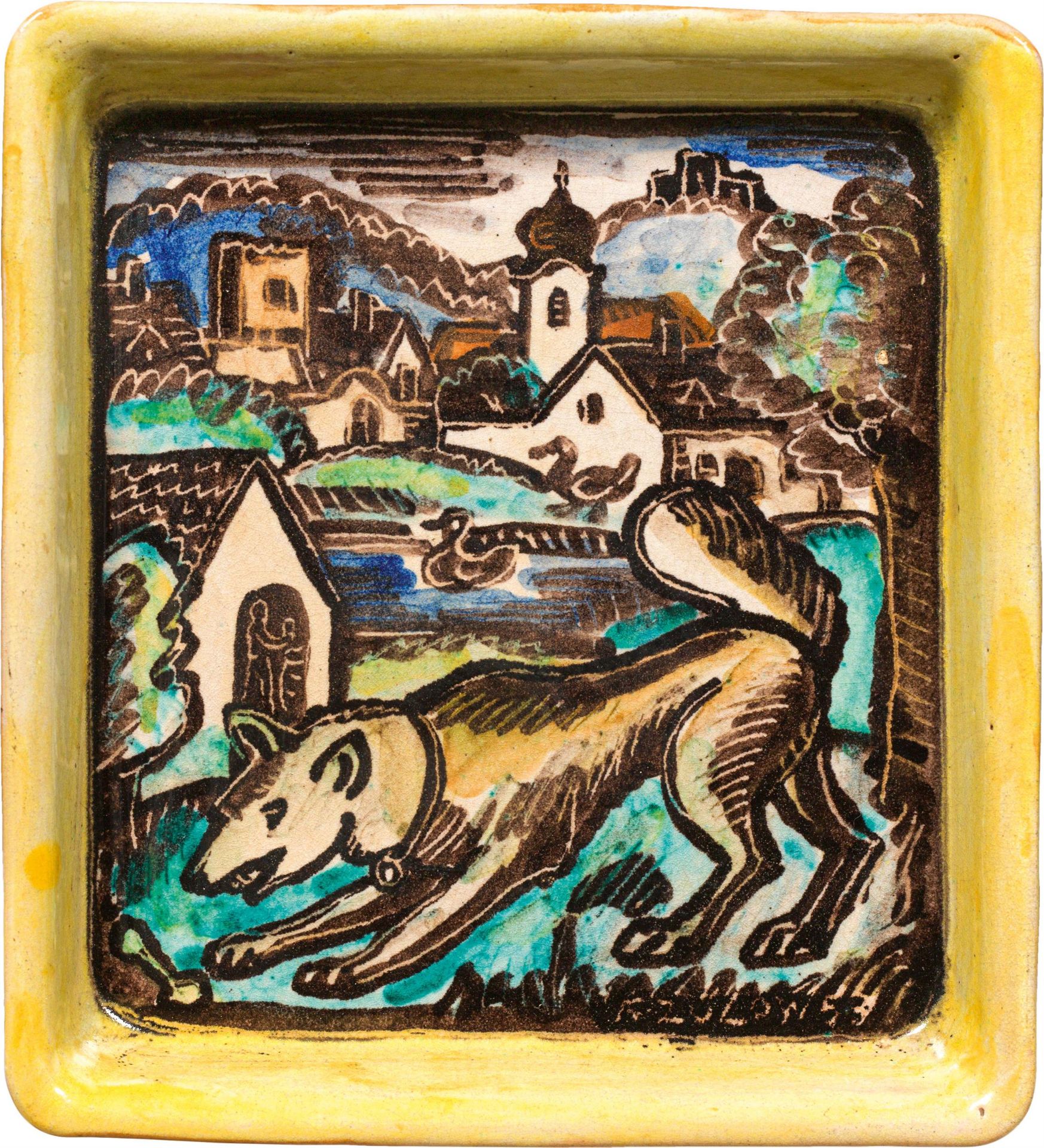 Franz von Zülow: Picture plate with dog