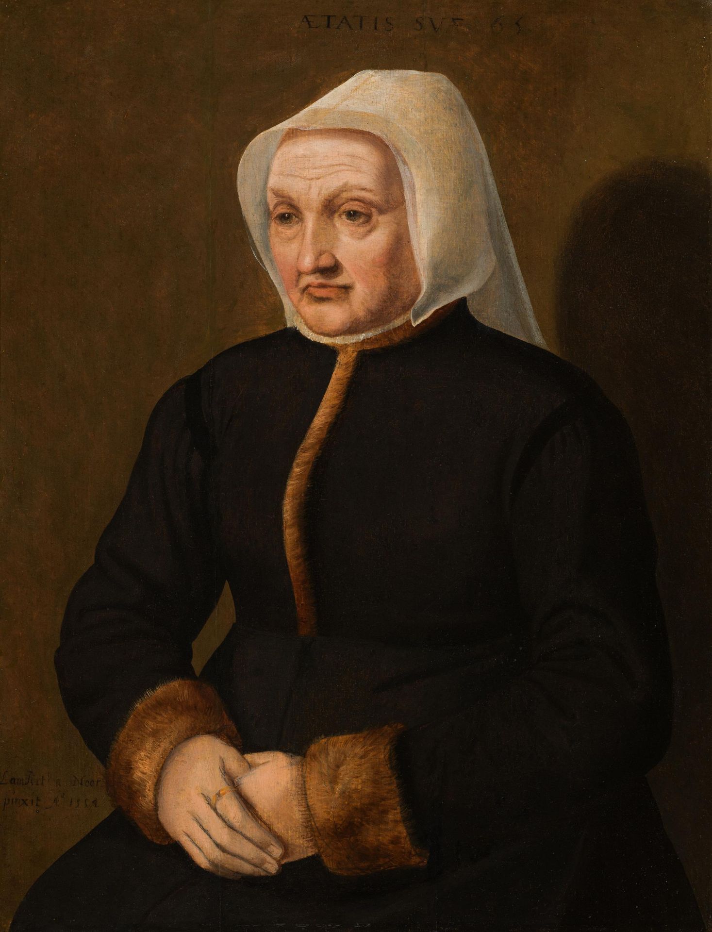 Lambert van Noort: Portrait of a lady with fur-trimmed robe